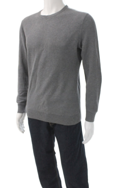 Theory Mens Gray Knit Crew Neck Pullover Sweater Short Sleeve Size S