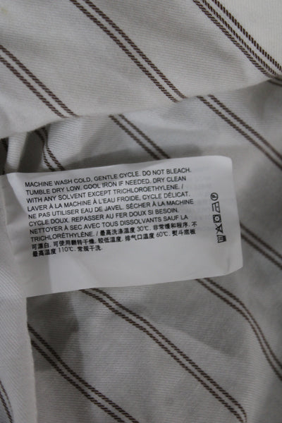 Theory Mens Striped Collared Button Up T Shirt White Short Sleeve Size XS