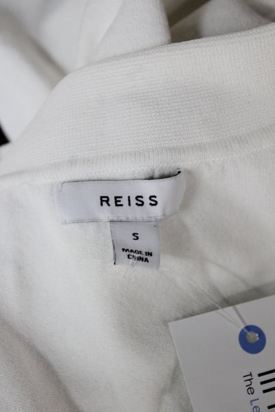 Reiss Mens Collared Short Sleeve Button-Up Shirt White Geometric Size S