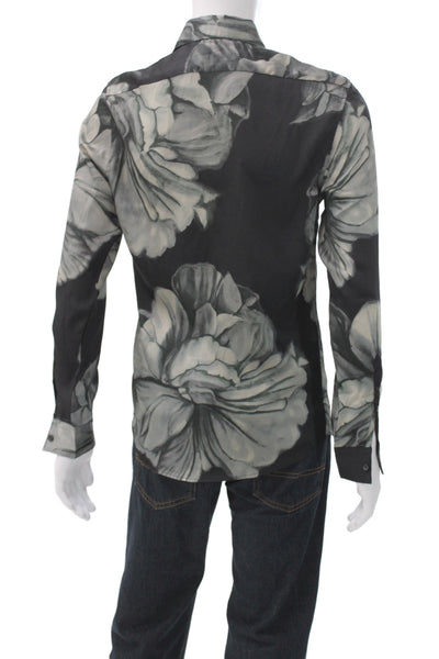 Reiss Mens Floral Long Sleeve Collared Button Up Polyester Blend Size S
