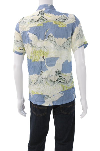 Allsaints Mens Short Sleeve Button-Up Animal Print Multicolor Size S