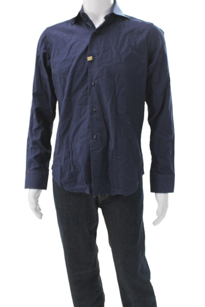 J. Lindeberg Mens Blue Collared Long Sleeve Button-Up Shirt Size S