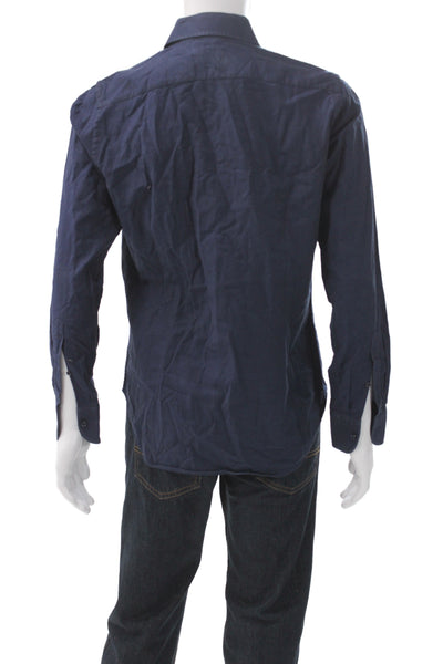 J. Lindeberg Mens Blue Collared Long Sleeve Button-Up Shirt Size S