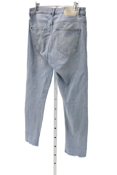 Zara Mens Cropped Jeans Blue Cotton Solid Fall Size 31