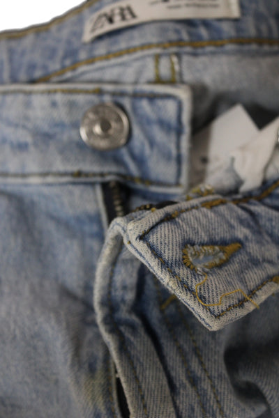 Zara Mens Cropped Jeans Blue Cotton Solid Fall Size 31