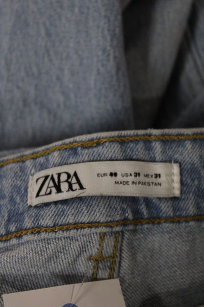 Zara Mens Cropped Jeans Blue Cotton Solid Fall Size 31