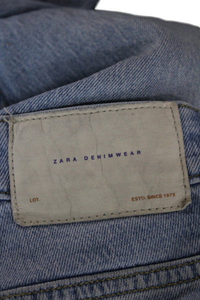 Zara Mens Cropped Jeans Blue Cotton Solid Fall Size 31