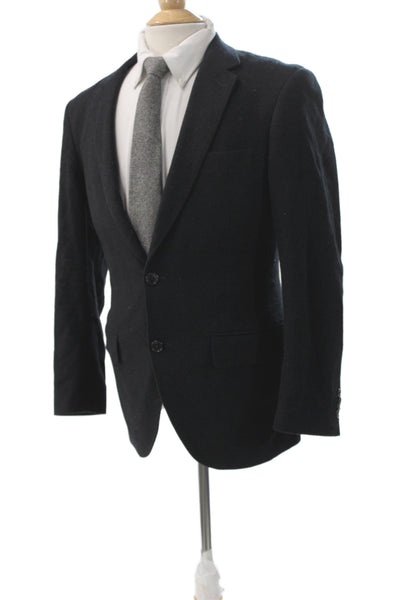 Club Monaco Mens Classic Black Wool Blend Blazer Button Closure Size 36