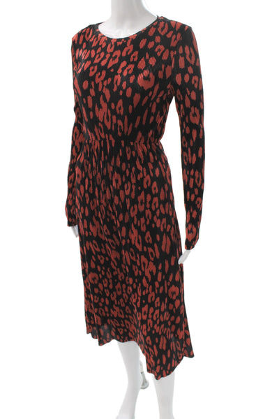 Zara Women Sweater Dress Black Animal Print Long Sleeve Mid Calf Size S