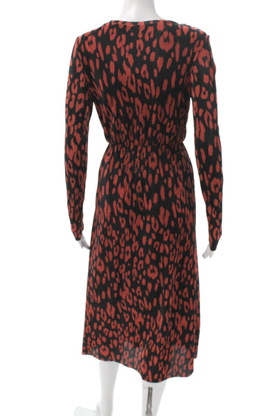 Zara Women Sweater Dress Black Animal Print Long Sleeve Mid Calf Size S