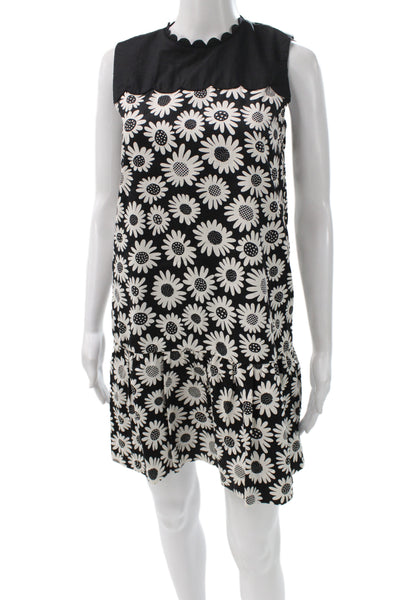 Victoria Beckham Womens Black Floral Shift Dress Sleeveless Round Neck Size XL