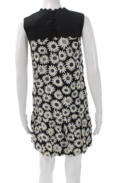 Victoria Beckham Womens Black Floral Shift Dress Sleeveless Round Neck Size XL