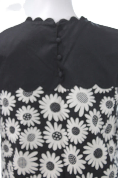 Victoria Beckham Womens Black Floral Shift Dress Sleeveless Round Neck Size XL
