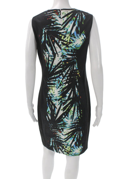 T Tahari Women Sleeveless Black Floral V-Neck Sheath Dress Knee-Length Size 6