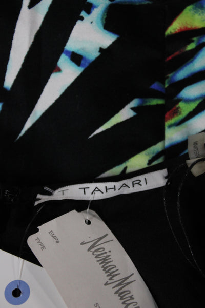 T Tahari Women Sleeveless Black Floral V-Neck Sheath Dress Knee-Length Size 6