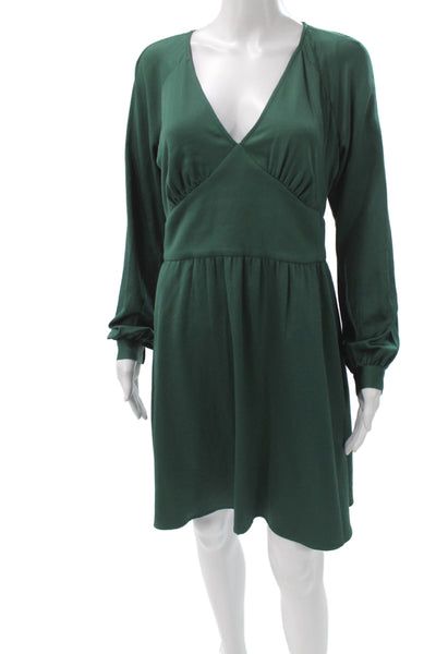 Michael Michael Kors Women Fit & Flare Dress Green Long Sleeve Mini Size PM