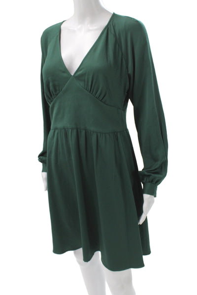 Michael Michael Kors Women Fit & Flare Dress Green Long Sleeve Mini Size PM