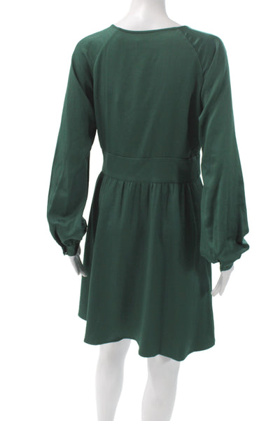 Michael Michael Kors Women Fit & Flare Dress Green Long Sleeve Mini Size PM