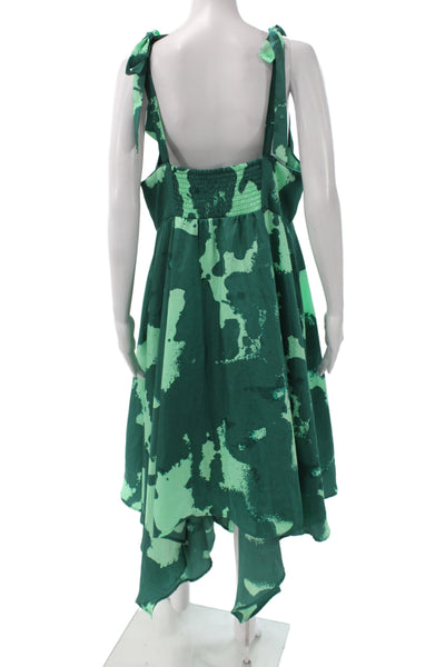 Alexis Womens V-Neck Tie Dye Green Sundress Sleeveless Zip Knee Length Size XL
