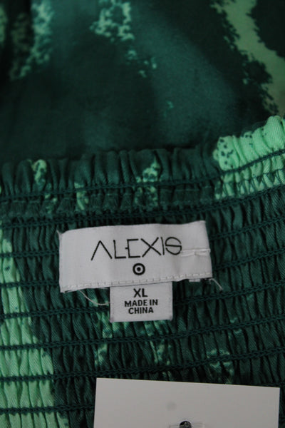 Alexis Womens V-Neck Tie Dye Green Sundress Sleeveless Zip Knee Length Size XL