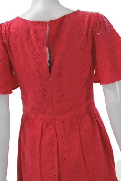 kensie Womens Maxi Dress Red V-Neck Cotton Bohemian Zip Size 2