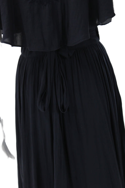 Free People Womens Maxi Dress Blue V Neck Sleeveless Tie Mid Calf Size XS