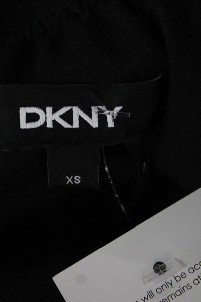 DKNY Womens Pleated Knee Length Black Polyester Skirt Button Closure Size XS