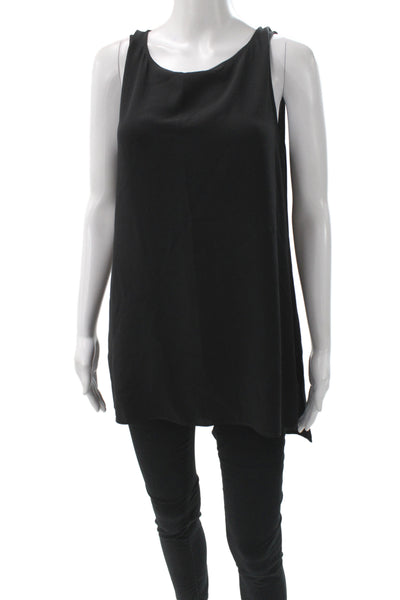 Eileen Fisher Womens Tunic Tank Silk Scoop Neck Sleeveless Black Size S