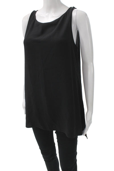 Eileen Fisher Womens Tunic Tank Silk Scoop Neck Sleeveless Black Size S
