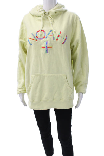 Noah Unisex Adults Pullover Hoodie Green Crew Neck 100% Cotton Logo Size L