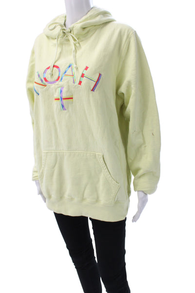Noah Unisex Adults Pullover Hoodie Green Crew Neck 100% Cotton Logo Size L