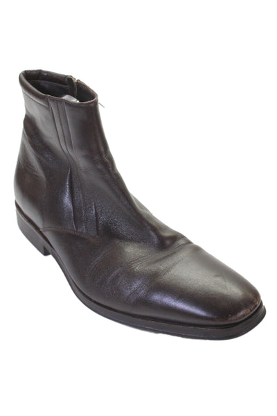 Bruno Magli Mens Leather Zip Ankle Boots Shoes Brown Size 10