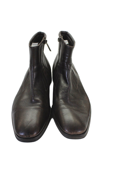 Bruno Magli Mens Leather Zip Ankle Boots Shoes Brown Size 10