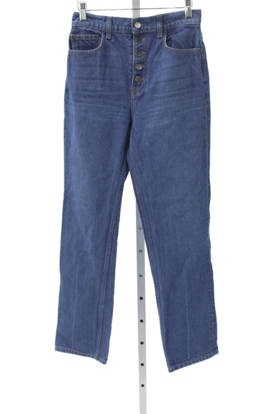 Reformation Women Straight Blue Jeans High Rise Cotton Blend Size 25