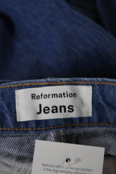 Reformation Women Straight Blue Jeans High Rise Cotton Blend Size 25
