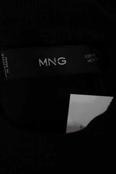 MNG Womens Pullover Sweater Black Crew Neck Short Sleeve Size S