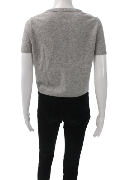 OGD Women Cashmere V-Neck Short Sleeve Pullover Gray Size XS