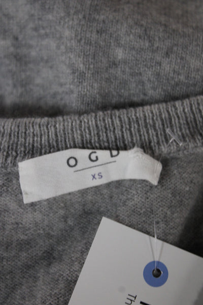 OGD Women Cashmere V-Neck Short Sleeve Pullover Gray Size XS