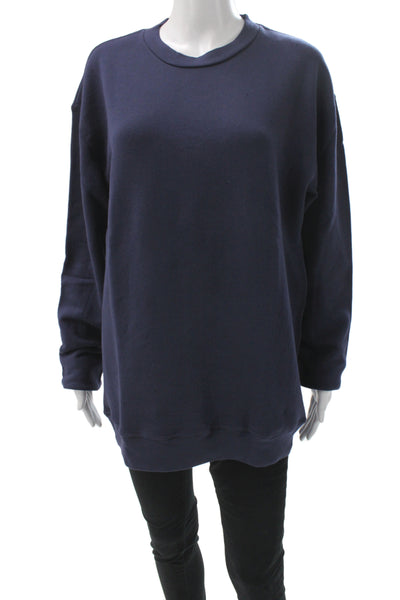 Goodlife Unisex Pullover Sweatshirt Blue Crew Neck Long Sleeve Size M