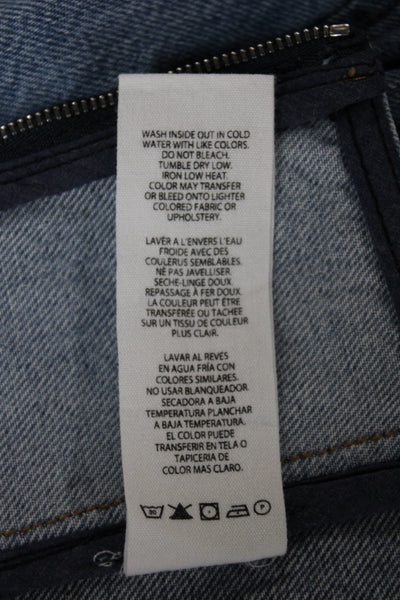 Frame Womens Cropped Denim Tank Sleeveless Square Neck Blue Petite Size XS