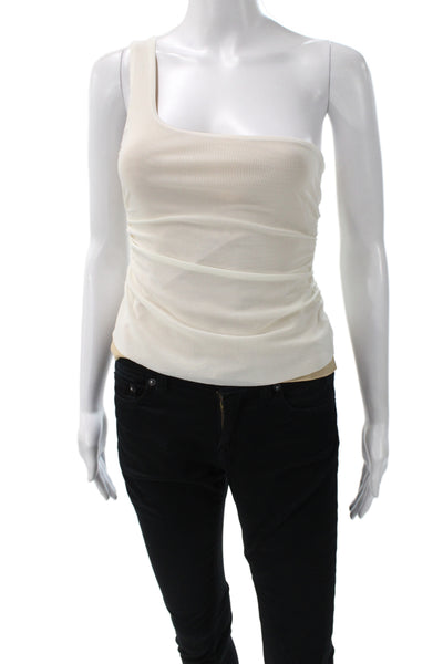 Significant Other Women Basic Knit One Shoulder Tank Sleeveless Beige Size 4