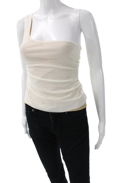 Significant Other Women Basic Knit One Shoulder Tank Sleeveless Beige Size 4
