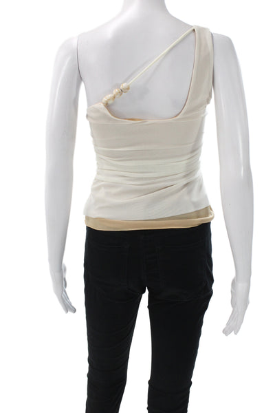 Significant Other Women Basic Knit One Shoulder Tank Sleeveless Beige Size 4