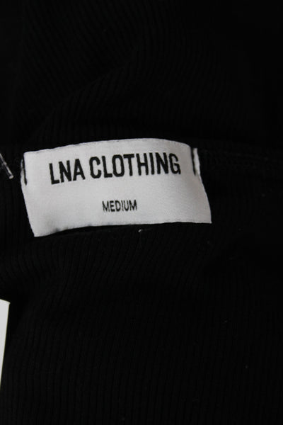 LNA Women Basic Sleeveless Square Neck Black Tank Size M