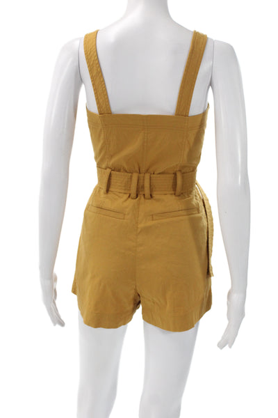 A.L.C. Women Yellow Sleeveless Square Neck Romper Button Size 0