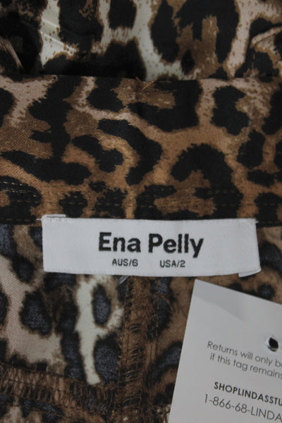Ena Pelly Womens Multicolor Animal Print Cotton Denim Dress Pants Size 2