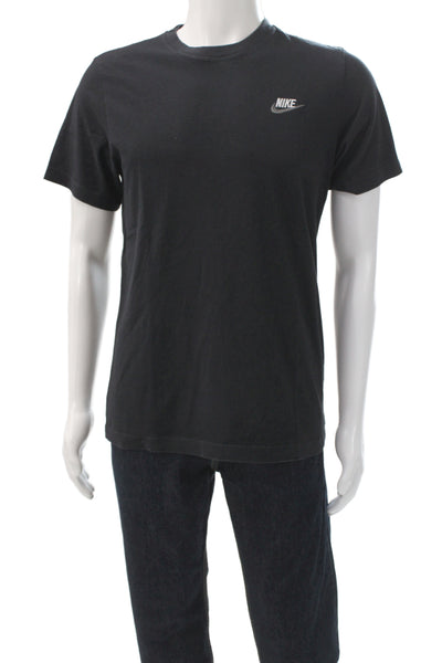Nike Mens Black Basic T-Shirt Short Sleeve Crew Neck 100% Cotton Size M