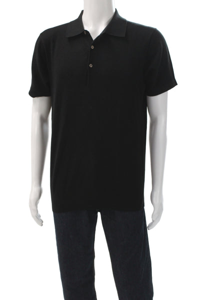 Goodlife Mens Black Collared Polo Short Sleeve Button Shirt Size M