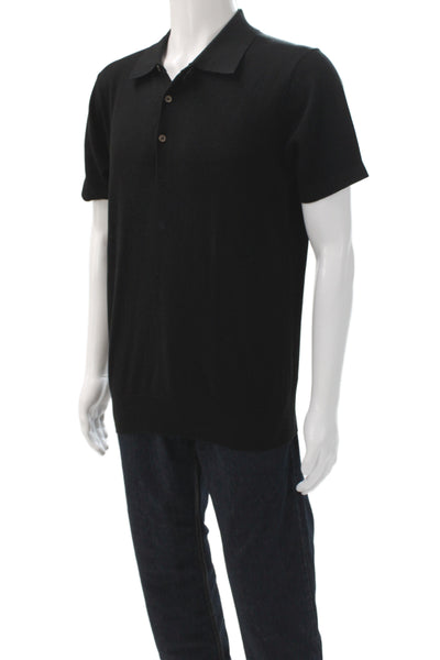 Goodlife Mens Black Collared Polo Short Sleeve Button Shirt Size M