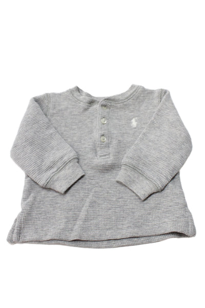 Ralph Lauren Boys 3/4 Sleeve Crew Neck Knit Sweater Gray Cotton Size 6M